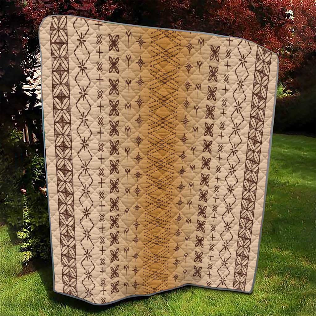 Beige Samoa Malu Tattoo Inspired Quilt - Polynesian Pride
