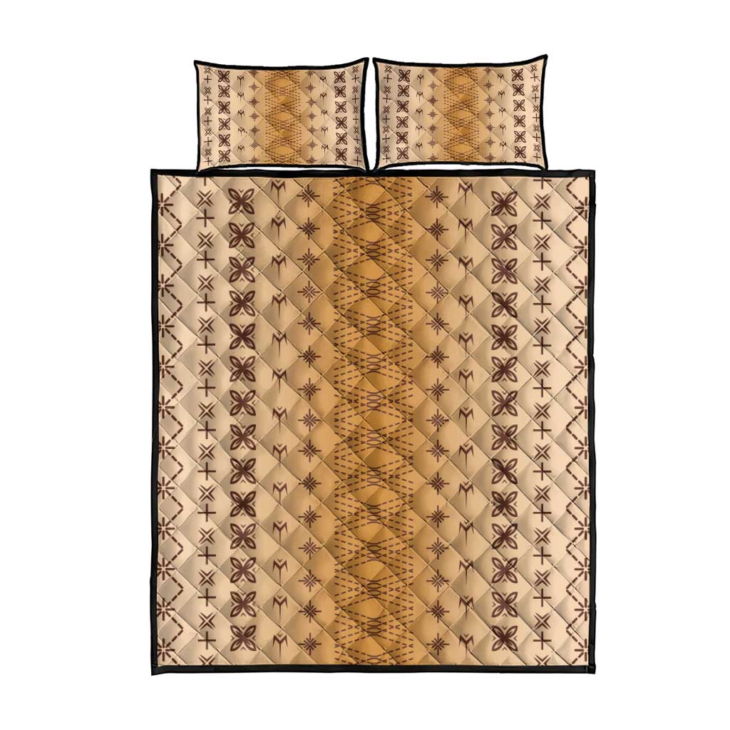 Beige Samoa Malu Tattoo Inspired Quilt Bed Set - Polynesian Pride