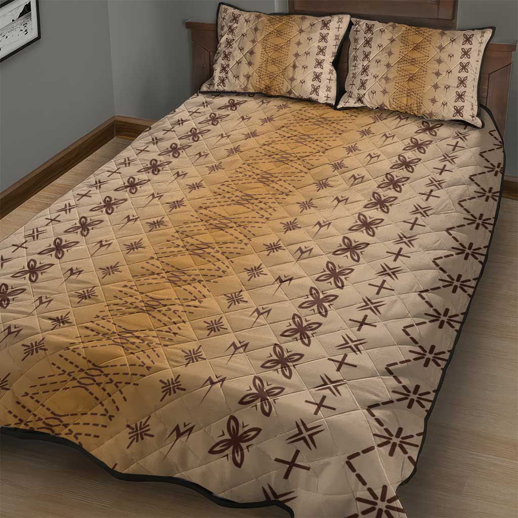 Beige Samoa Malu Tattoo Inspired Quilt Bed Set - Polynesian Pride