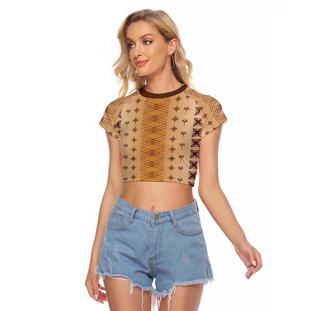 Beige Samoa Malu Tattoo Inspired Raglan Cropped T Shirt - Polynesian Pride