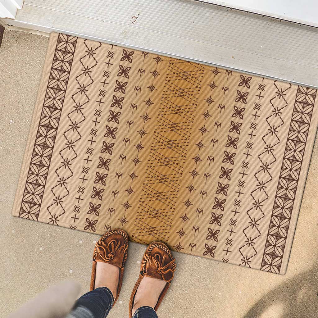 Beige Samoa Malu Tattoo Inspired Rubber Doormat LT05 - Polynesian Pride