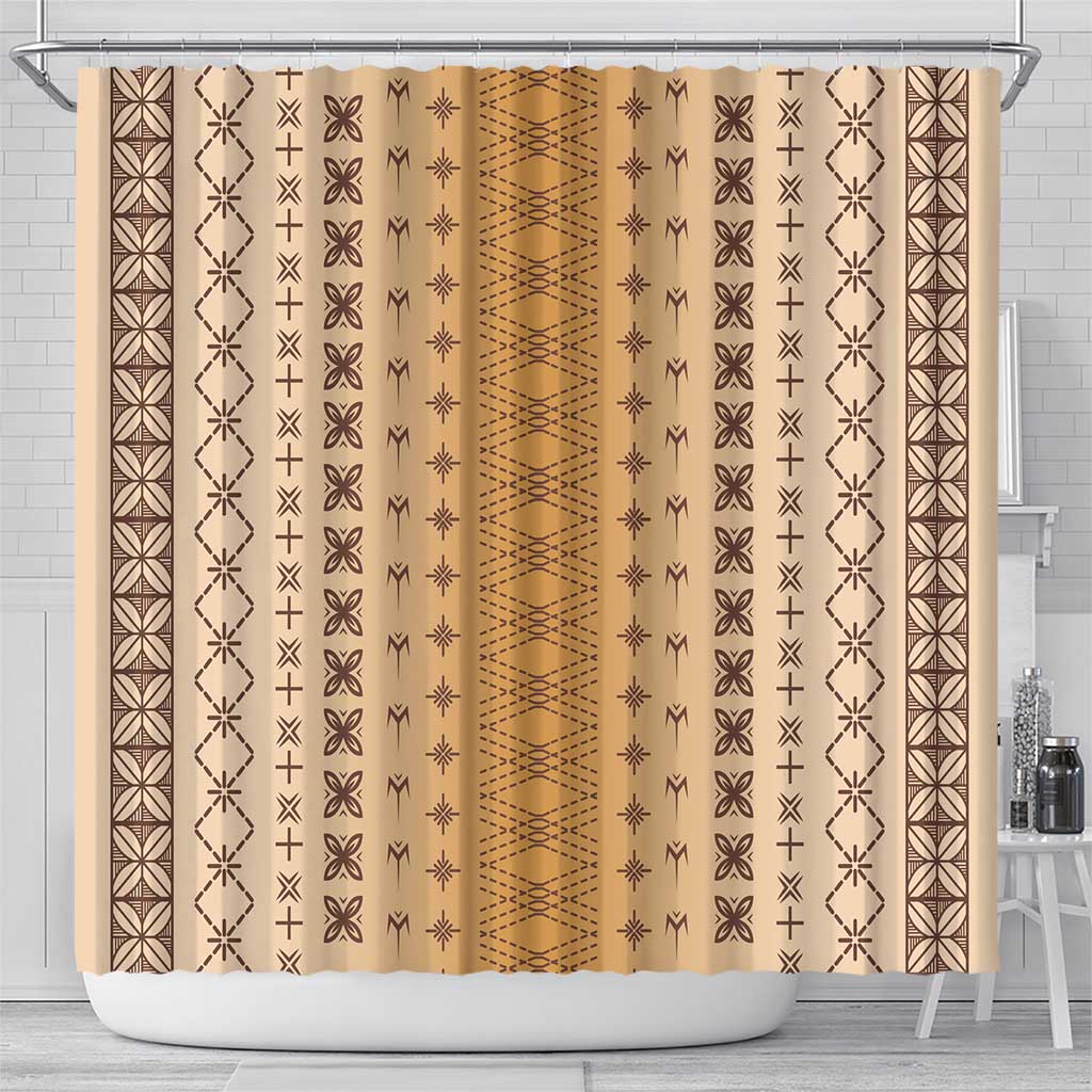 Beige Samoa Malu Tattoo Inspired Shower Curtain - Polynesian Pride