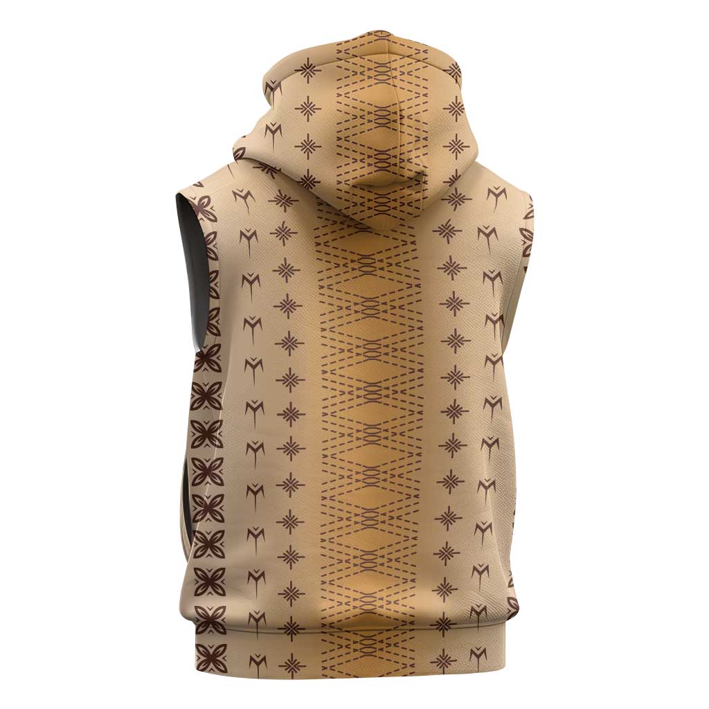 Beige Samoa Malu Tattoo Inspired Sleeveless Hoodie LT05 - Polynesian Pride