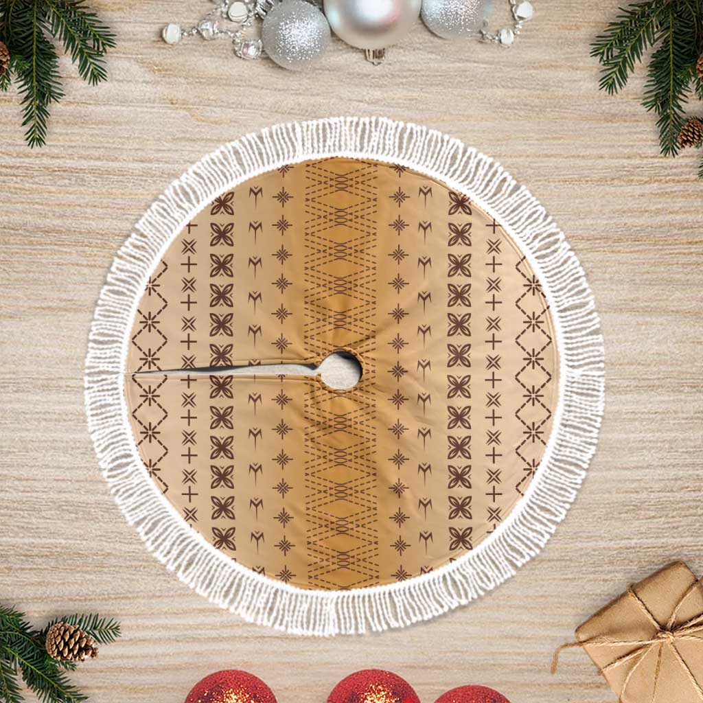 Beige Samoa Malu Tattoo Inspired Tree Skirt LT05 Fringed Beige - Polynesian Pride