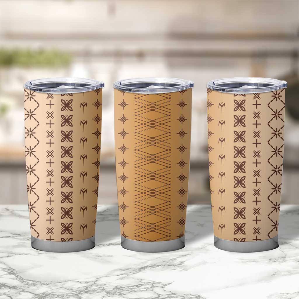 Beige Samoa Malu Tattoo Inspired Tumbler Cup - Polynesian Pride