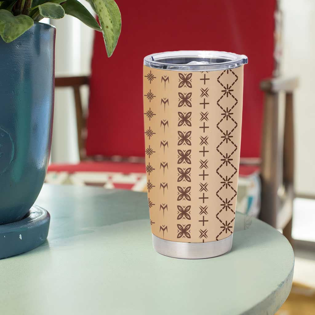 Beige Samoa Malu Tattoo Inspired Tumbler Cup - Polynesian Pride