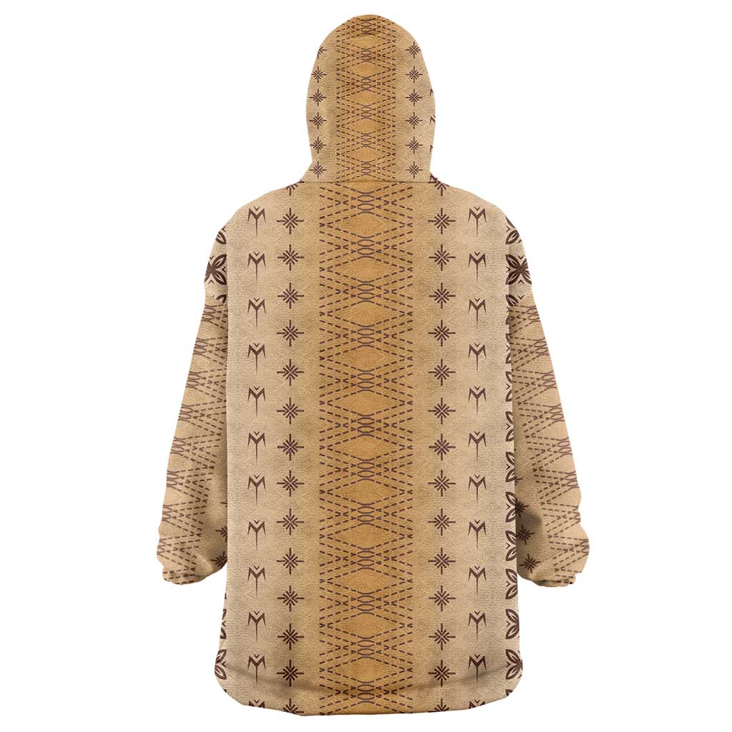 Beige Samoa Malu Tattoo Inspired Wearable Blanket Hoodie LT05 - Polynesian Pride