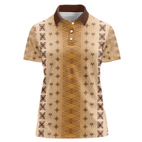 Beige Samoa Malu Tattoo Inspired Women Polo Shirt - Polynesian Pride