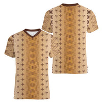 Beige Samoa Malu Tattoo Inspired Women V-Neck T-Shirt LT05 - Polynesian Pride
