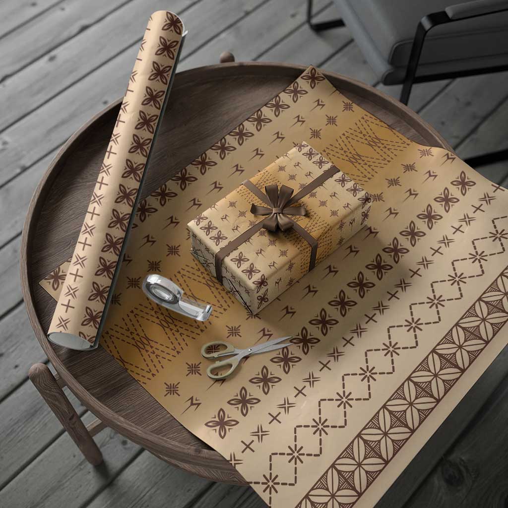 Beige Samoa Malu Tattoo Inspired Wrapping Paper LT05 - Polynesian Pride