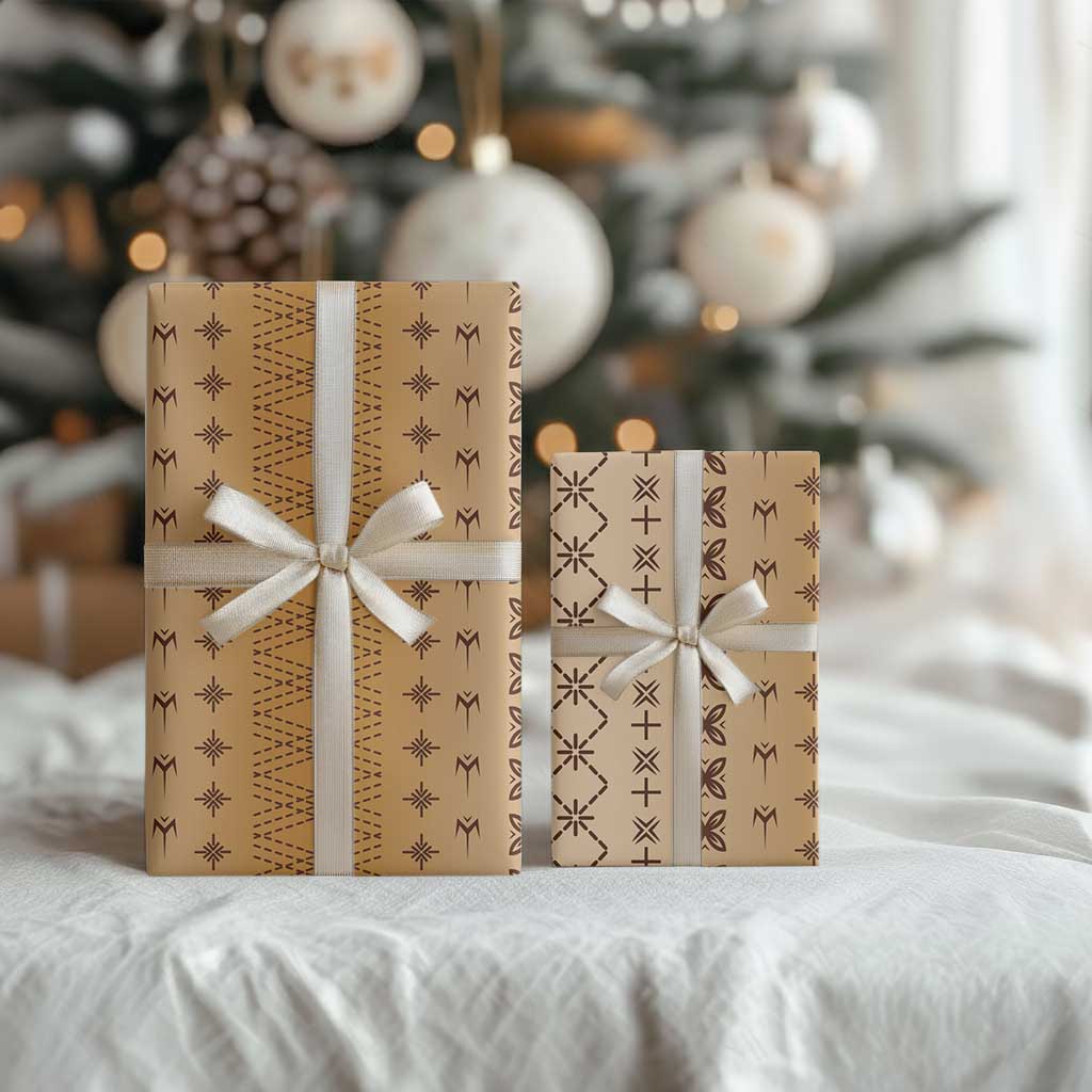 Beige Samoa Malu Tattoo Inspired Wrapping Paper LT05 - Polynesian Pride