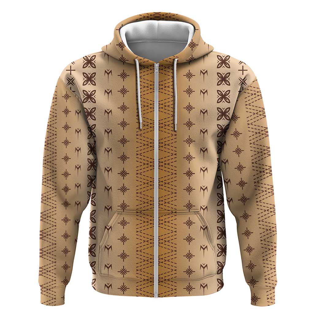 Beige Samoa Malu Tattoo Inspired Zip Hoodie LT05 Zip Hoodie Beige - Polynesian Pride