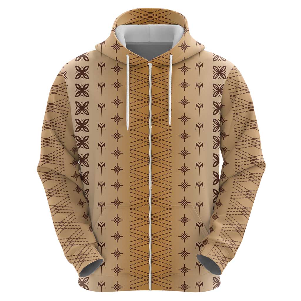 Beige Samoa Malu Tattoo Inspired Zip Hoodie LT05 - Polynesian Pride