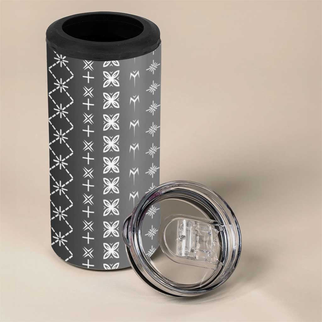 Black Samoa Malu Tattoo Inspired 4 in 1 Can Cooler Tumbler LT05 - Polynesian Pride
