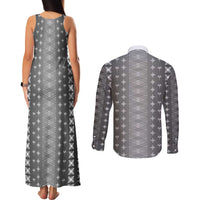 Black Samoa Malu Tattoo Inspired Couples Matching Tank Maxi Dress and Long Sleeve Button Shirt - Polynesian Pride