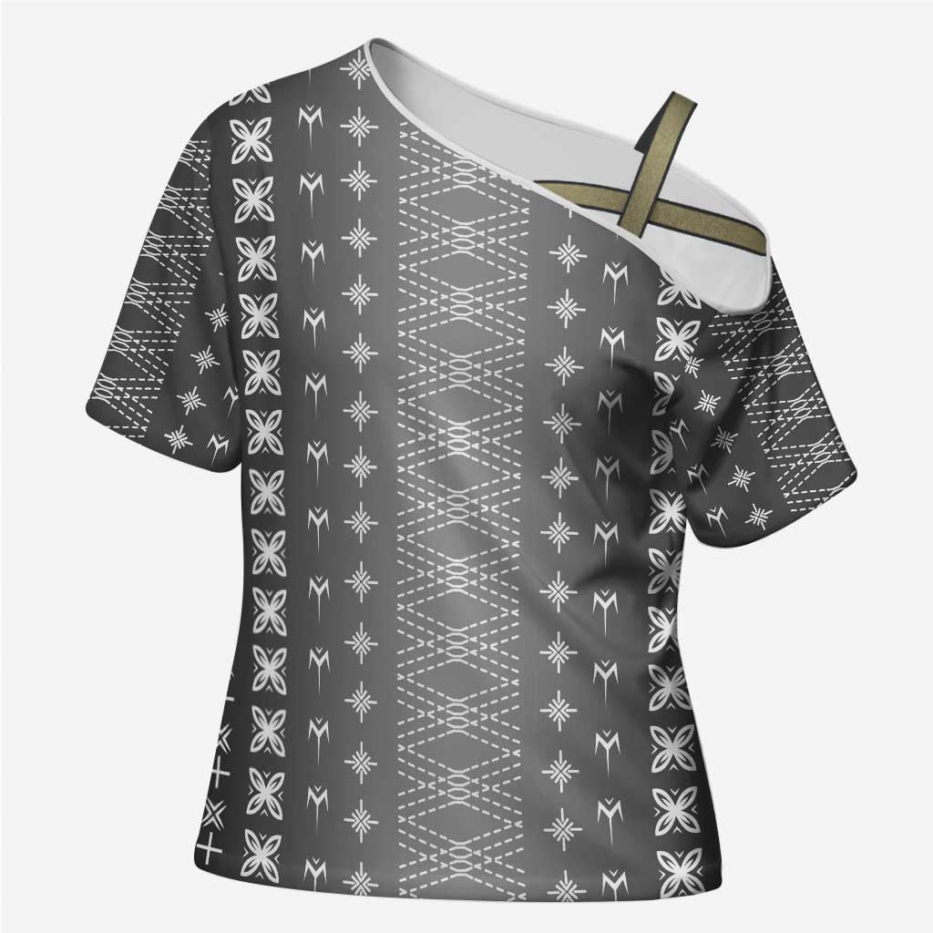 Black Samoa Malu Tattoo Inspired Cross Shoulder Shirt - Polynesian Pride