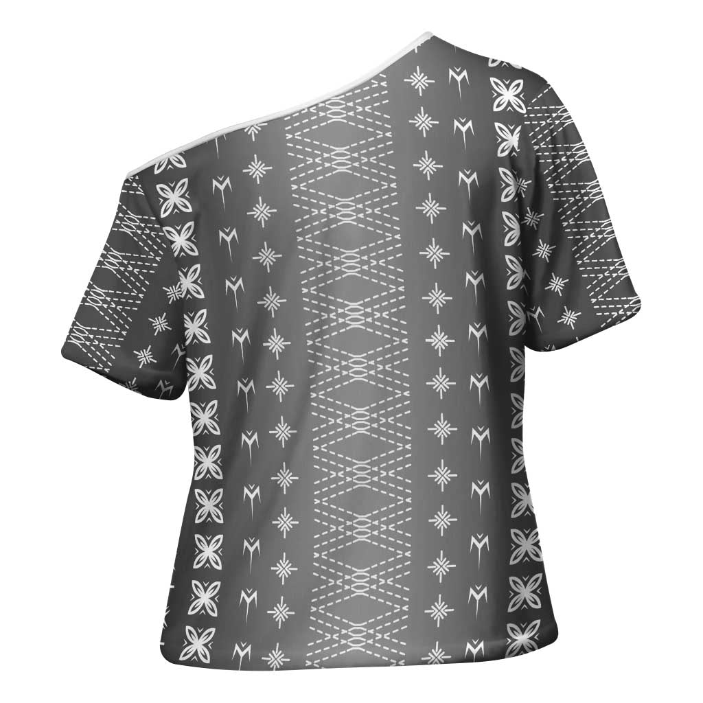 Black Samoa Malu Tattoo Inspired Cross Shoulder Shirt - Polynesian Pride