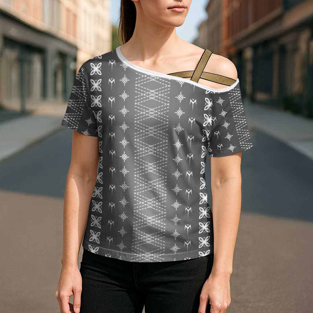 Black Samoa Malu Tattoo Inspired Cross Shoulder Shirt - Polynesian Pride