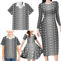 Black Samoa Malu Tattoo Inspired Family Matching Long Sleeve Bodycon Dress and Hawaiian Shirt - Polynesian Pride