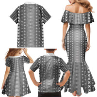 Black Samoa Malu Tattoo Inspired Family Matching Mermaid Dress and Hawaiian Shirt - Polynesian Pride