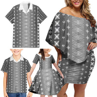 Black Samoa Malu Tattoo Inspired Family Matching Off Shoulder Short Dress and Hawaiian Shirt - Polynesian Pride