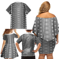 Black Samoa Malu Tattoo Inspired Family Matching Off Shoulder Short Dress and Hawaiian Shirt - Polynesian Pride