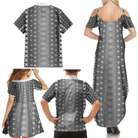 Black Samoa Malu Tattoo Inspired Family Matching Summer Maxi Dress and Hawaiian Shirt - Polynesian Pride