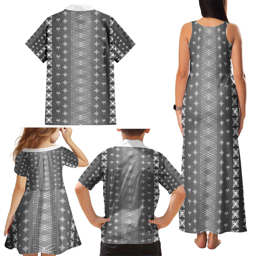 Black Samoa Malu Tattoo Inspired Family Matching Tank Maxi Dress and Hawaiian Shirt - Polynesian Pride