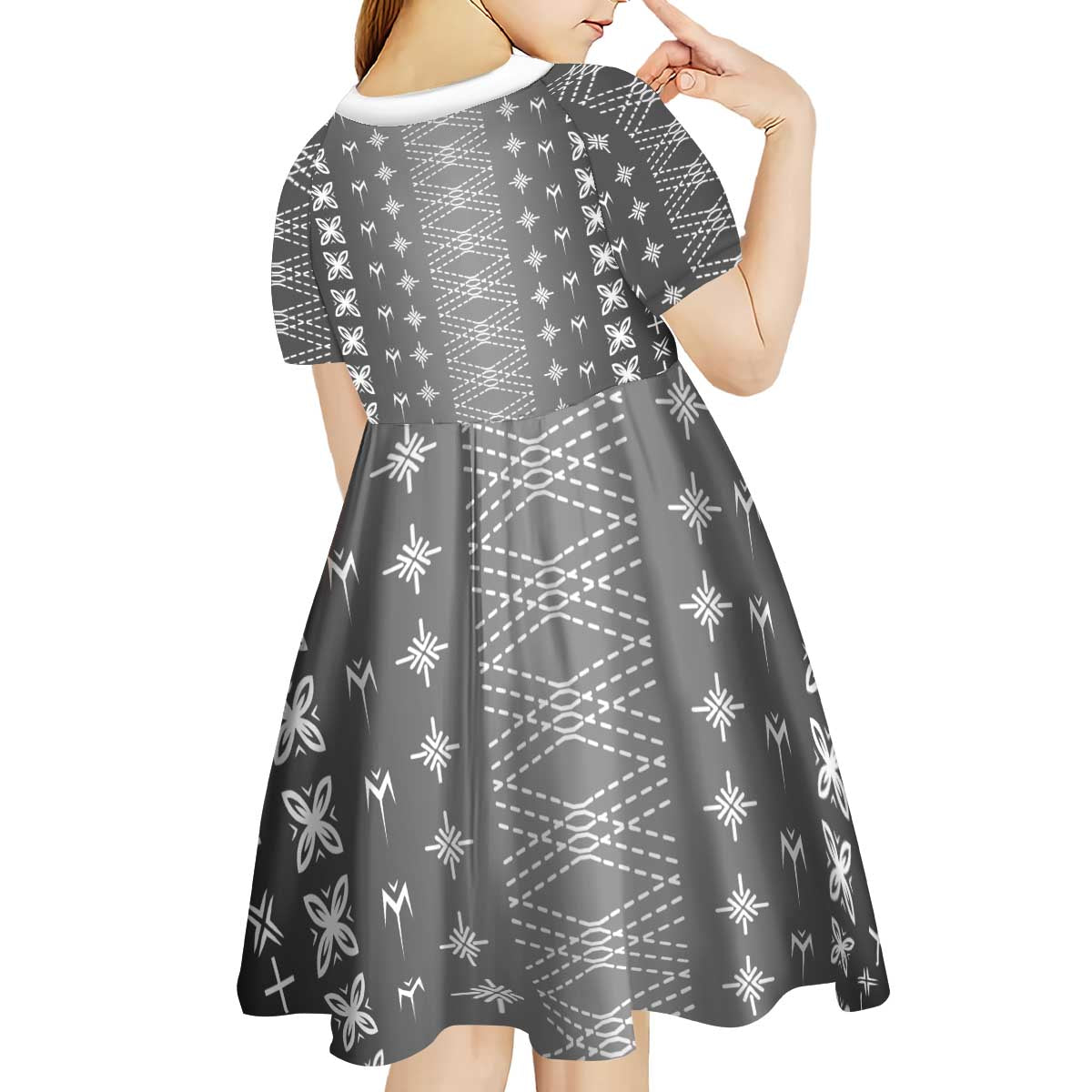 Black Samoa Malu Tattoo Inspired Kid Short Sleeve Dress - Polynesian Pride