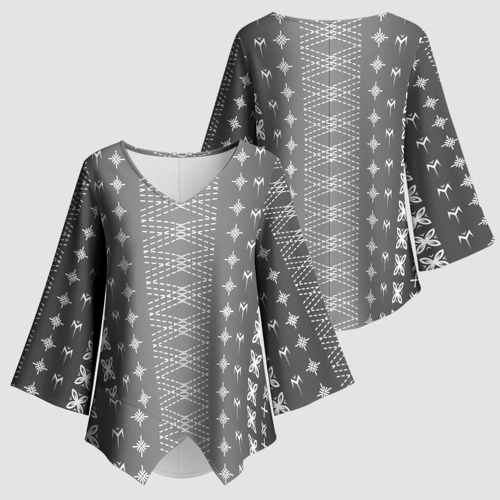 Black Samoa Malu Tattoo Inspired Kimono Sleeve Blouse LT05 - Polynesian Pride