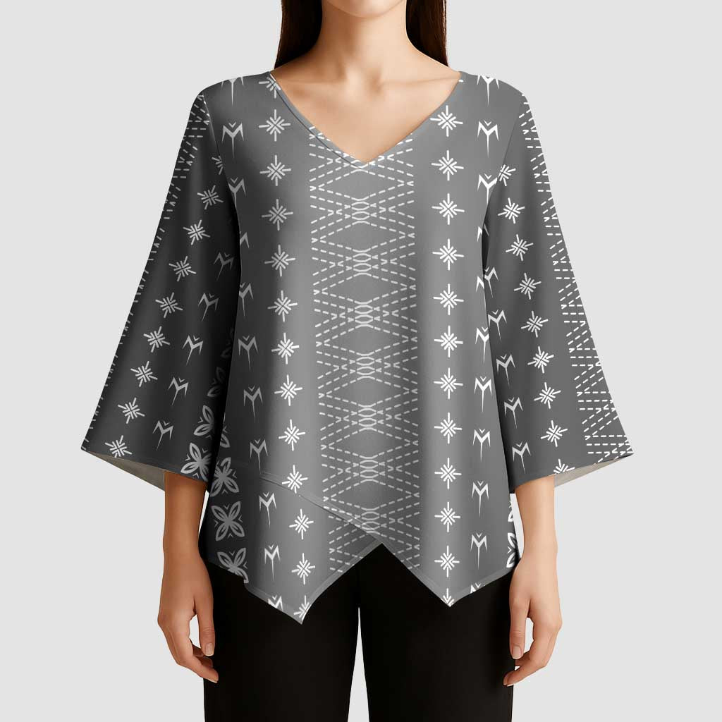 Black Samoa Malu Tattoo Inspired Kimono Sleeve Blouse LT05 - Polynesian Pride