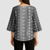 Black Samoa Malu Tattoo Inspired Kimono Sleeve Blouse LT05 - Polynesian Pride
