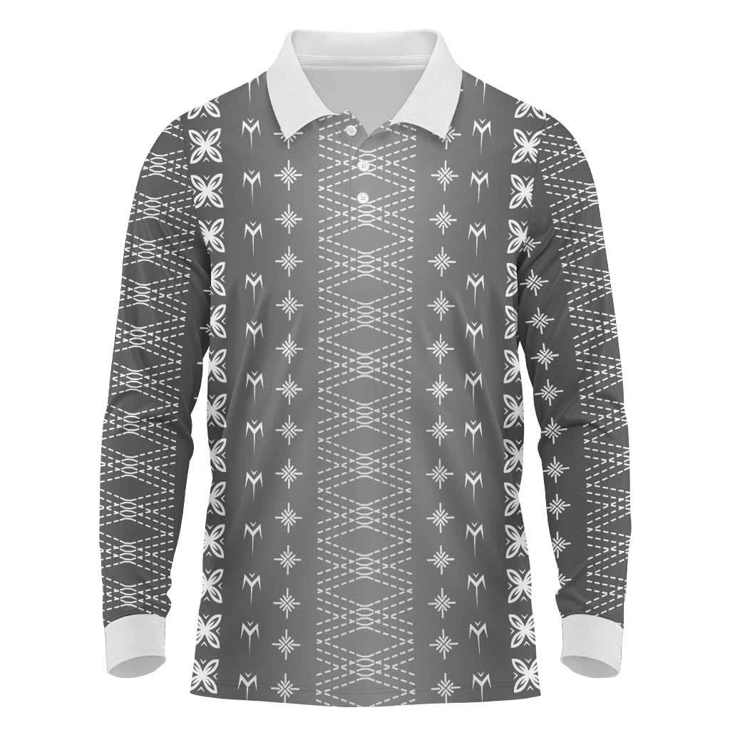 Black Samoa Malu Tattoo Inspired Long Sleeve Polo Shirt LT05 Black - Polynesian Pride