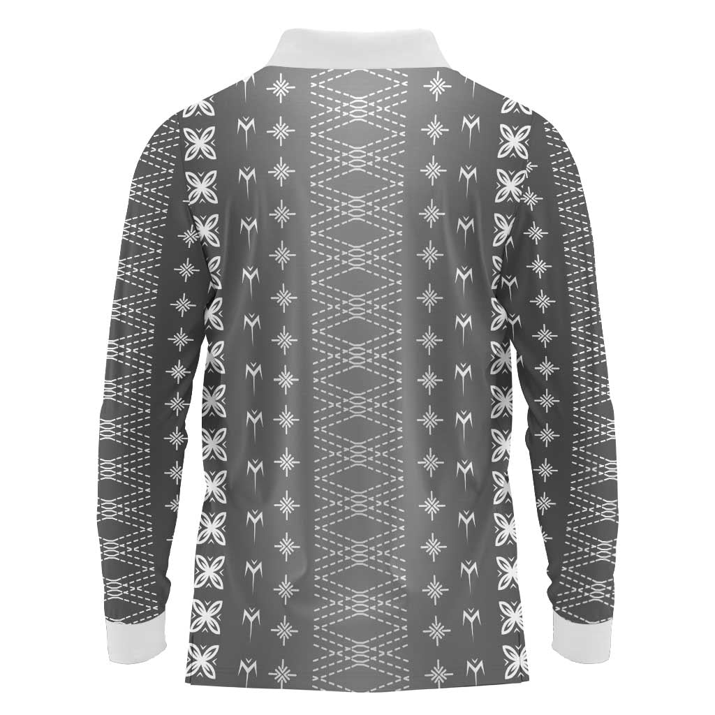 Black Samoa Malu Tattoo Inspired Long Sleeve Polo Shirt LT05 - Polynesian Pride