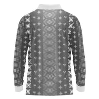 Black Samoa Malu Tattoo Inspired Long Sleeve Polo Shirt LT05 - Polynesian Pride