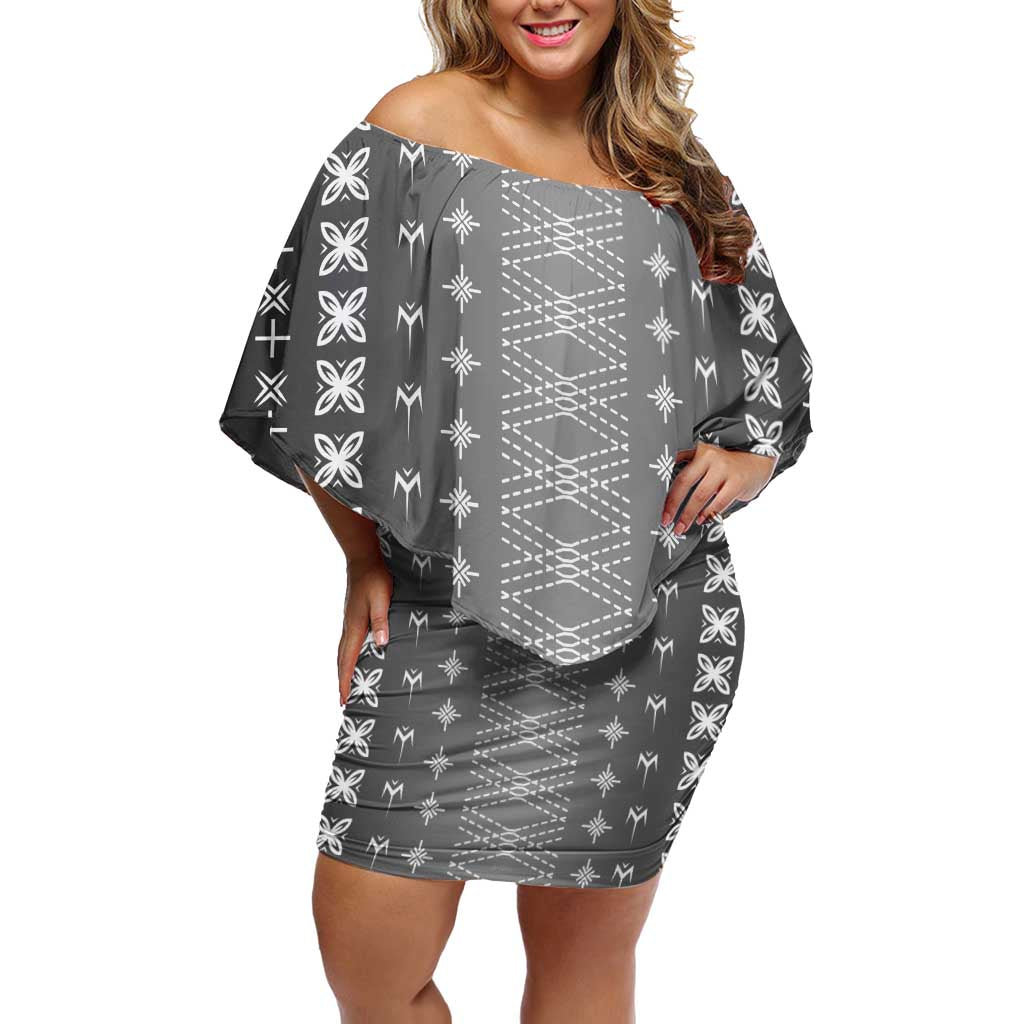 Black Samoa Malu Tattoo Inspired Off Shoulder Short Dress - Polynesian Pride