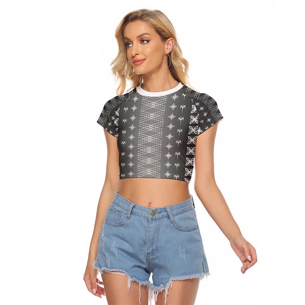 Black Samoa Malu Tattoo Inspired Raglan Cropped T Shirt - Polynesian Pride