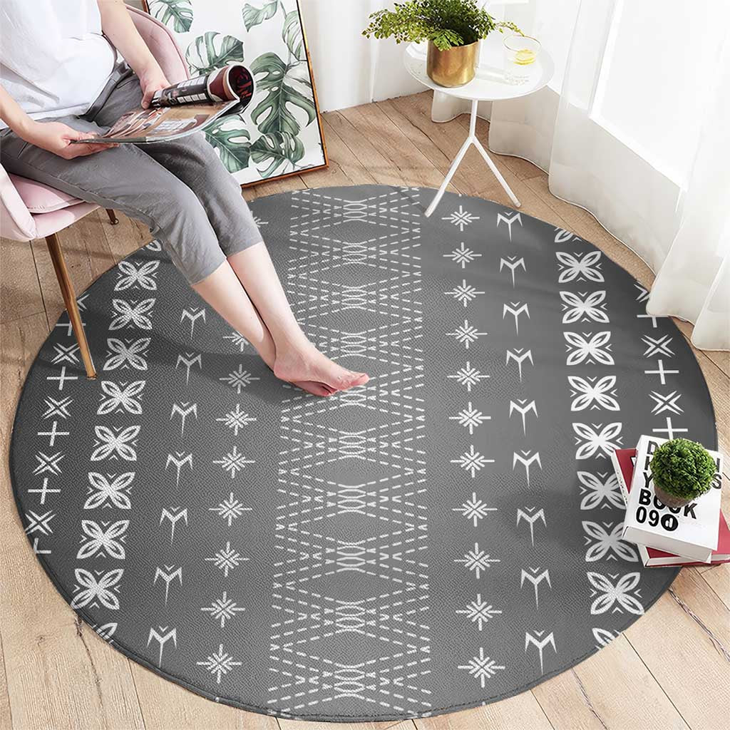Black Samoa Malu Tattoo Inspired Round Carpet - Polynesian Pride