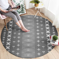Black Samoa Malu Tattoo Inspired Round Carpet - Polynesian Pride