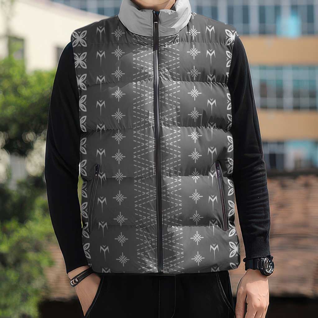 Black Samoa Malu Tattoo Inspired Sleeveless Puffer Jacket - Polynesian Pride