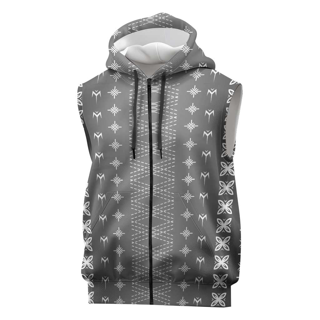 Black Samoa Malu Tattoo Inspired Sleeveless Zip Hoodie LT05 Black - Polynesian Pride