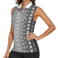 Black Samoa Malu Tattoo Inspired Women Sleeveless Polo Shirt - Polynesian Pride
