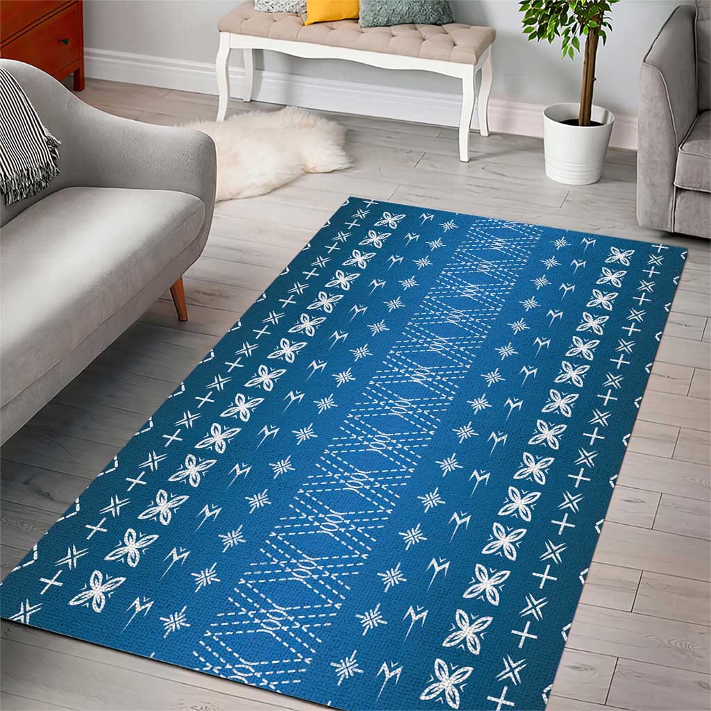Blue Samoa Malu Tattoo Inspired Area Rug - Polynesian Pride