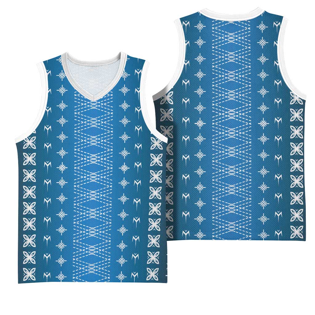 Blue Samoa Malu Tattoo Inspired Basketball Jersey LT05 - Polynesian Pride