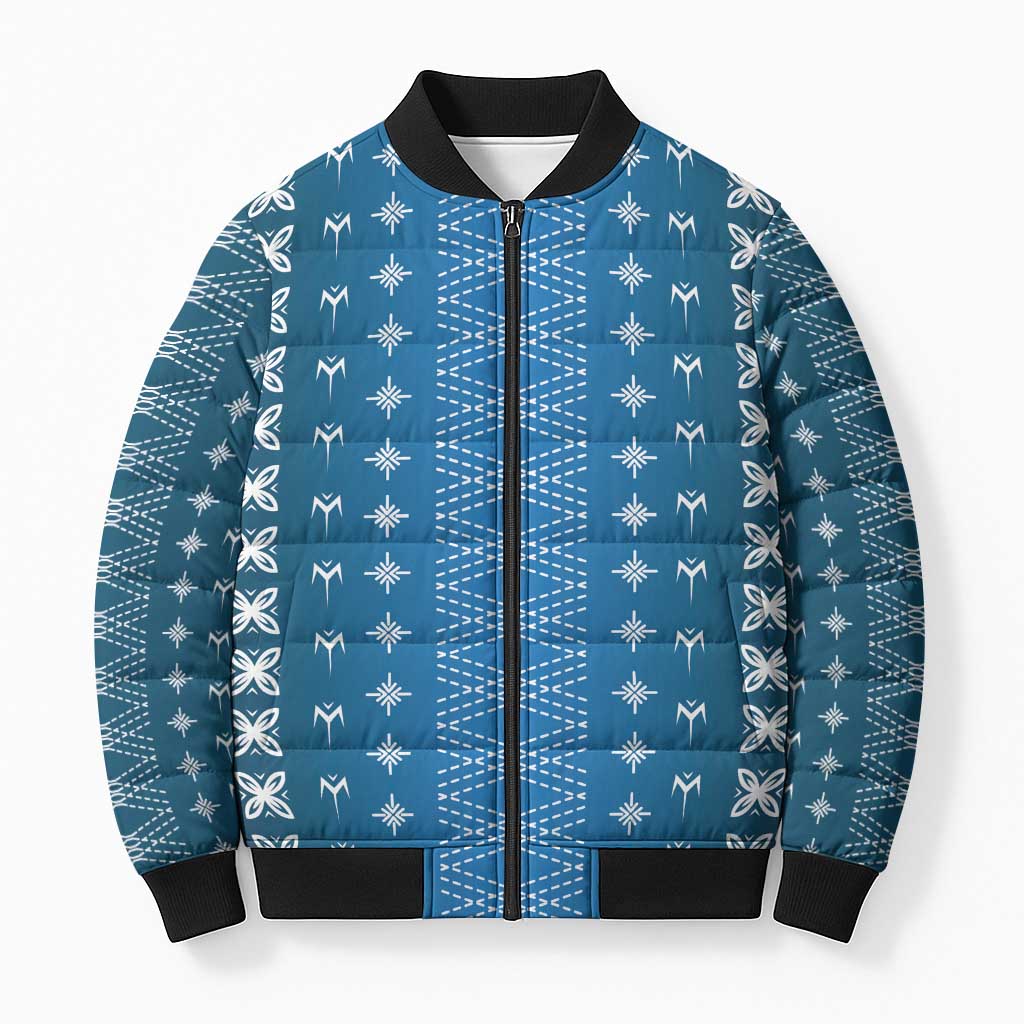Blue Samoa Malu Tattoo Inspired Bomber Puffer Jacket LT05 Unisex Blue - Polynesian Pride