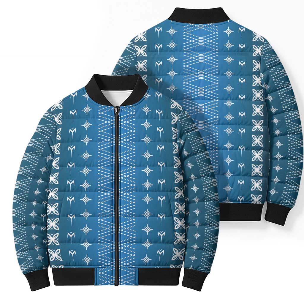Blue Samoa Malu Tattoo Inspired Bomber Puffer Jacket LT05 - Polynesian Pride