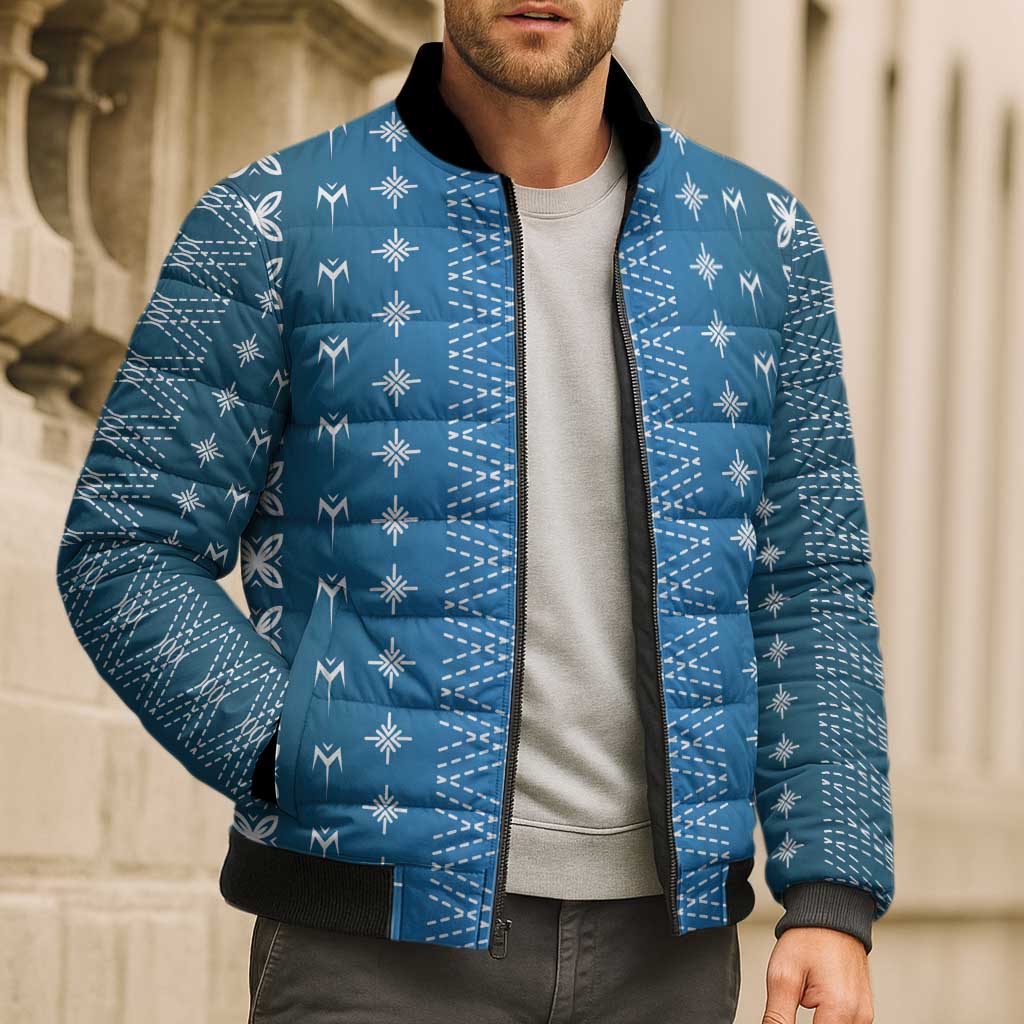 Blue Samoa Malu Tattoo Inspired Bomber Puffer Jacket LT05 - Polynesian Pride