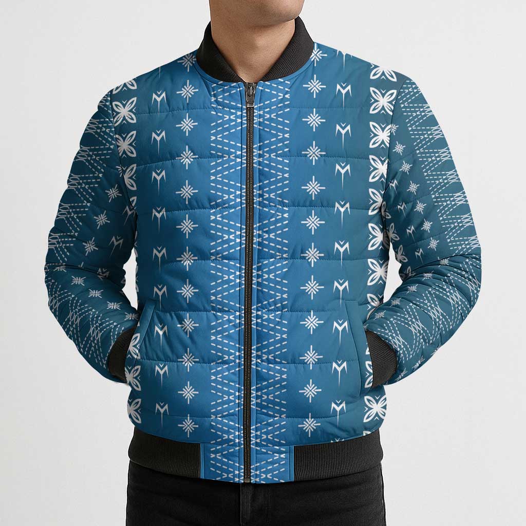 Blue Samoa Malu Tattoo Inspired Bomber Puffer Jacket LT05 - Polynesian Pride
