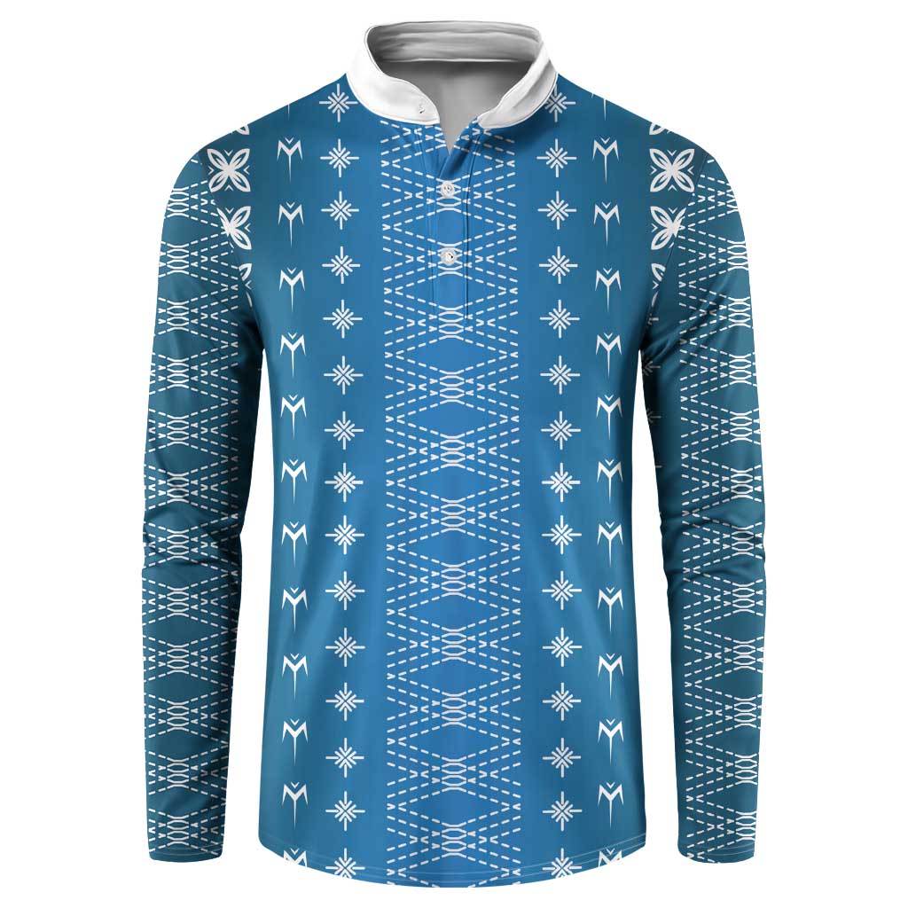 Blue Samoa Malu Tattoo Inspired Button Sweatshirt LT05 Blue - Polynesian Pride