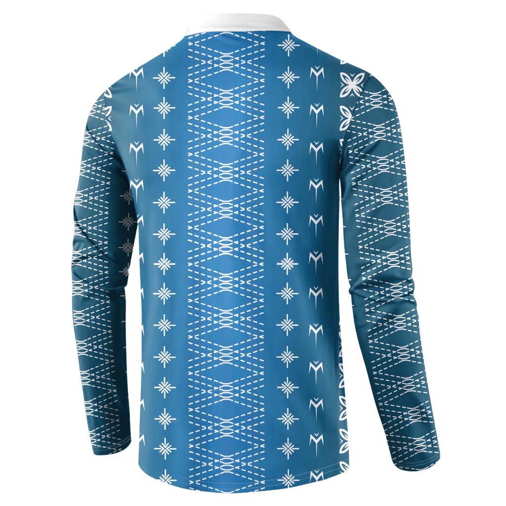 Blue Samoa Malu Tattoo Inspired Button Sweatshirt LT05 - Polynesian Pride